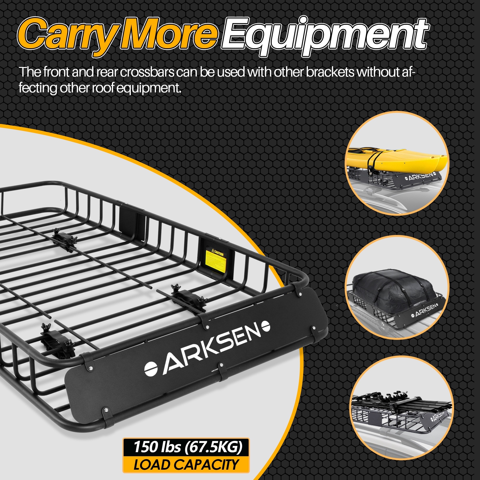 ARKSEN 84x 39x 6 Universal Roof Rack Cargo Extension Car Top Luggage
